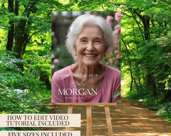 Funeral Welcome Sign Celebration of Life Photo Poster Canva Template Digital Download