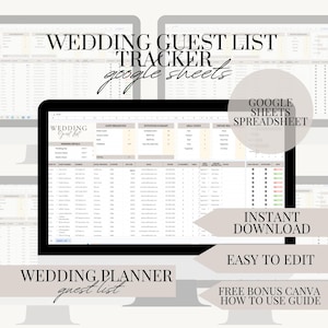 Google Spreadsheet Guest List Template Digital Wedding Event Planner Wedding Guest List Tracker RSVP Tracker Party Invite Tracker Wedding