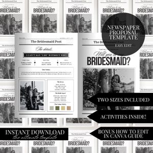 Bridesmaid Proposal Newspaper Flower Bouquet Printable Newspaper Bridesmaid Gift Maid of Honor Proposal Card Will You Be My Bridesmaid Wrap