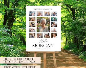 Funeral Welcome Sign Celebration of Life Photo Poster Canva Template Digital Download