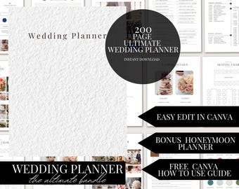 Ultimate Wedding Planner Bundle Editable Canva Template Digital Download