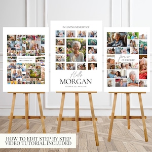 Funeral Photo Collage Sign Set Template Funeral Welcome Sign Template Celebration of Life In Loving Memory Memorial Poster Size Template