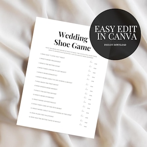 Shoe Game Template Wedding Couples Shower Games Bridal Shower Games Engagement Party Games Wedding Shower Celebration Games Party Game Bride