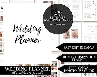 Editable Wedding Planner Bundle 200 Page Canva Template Digital Download