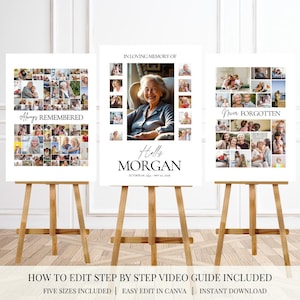 Celebration of Life Funeral Photo Collage Sign Set Templates Funeral Welcome Sign Template In Loving Memory Memorial Poster Collage Funeral