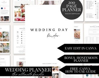Bundle de planificateur d'informations sur le jour du mariage, 200 pages, téléchargement numérique