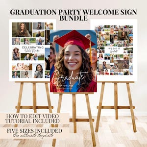 Graduation Welcome Sign Set Photo Collage Editable Canva Template Digital Download