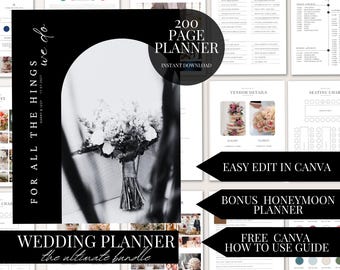 Editable Wedding Planner Template Bundle Canva Wedding Planning Book Digital Download