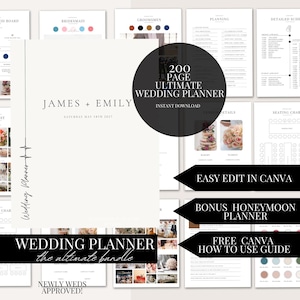 Canva Wedding Planner Template Bundle Editable Wedding Planning Book Wedding Checklist Binder Printable Wedding Planner Instant Download
