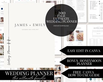 200 Page Wedding Planner Bundle Canva Template Digital Download