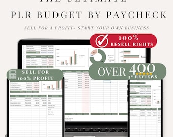 Hoja de cálculo de presupuesto PLR Productos digitales PLR Plantillas PLR Hoja de cálculo de Google Derecho de marca privada Derecho de reventa Planificador de presupuesto anual de Excel