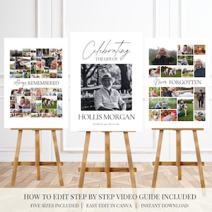 Funeral Photo Collage Sign Set Templates Funeral Welcome Sign Template Celebration of Life In Loving Memory Memorial Poster Size Funeral