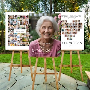 Funeral Photo Collage Sign Set Template Funeral Welcome Sign Template Celebration of Life In Loving Memory Memorial Poster Size Template