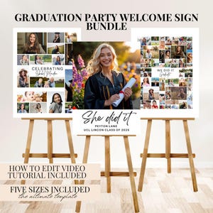 Graduation Welcome Sign Set Photo Collage Editable Canva Template Digital Download