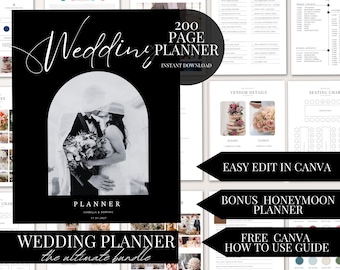 200 Page Wedding Planner Bundle: Canva Template Digital Download