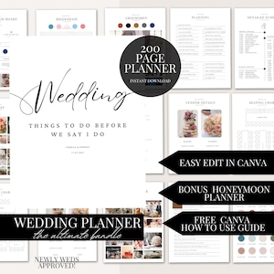 Canva Wedding Planner Template Bundle Editable Wedding Planning Book Wedding Checklist Binder Printable Wedding Planner Instant Download