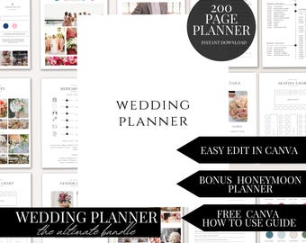Bundle de planificateur d'informations sur le jour du mariage, 200 pages, téléchargement numérique