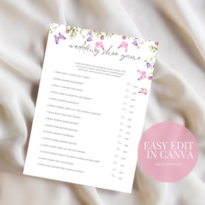 Shoe Game Template Wedding Couple Shower Game Bridal Shower Pink Floral Game Engagement Party Game Wedding Shower Celebration Game Party