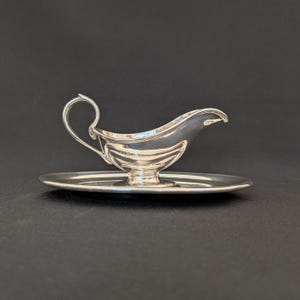 Vintage Hollandia tallrik silver såsskål - Art Deco sås serveringsfat med bifogad undertallrik