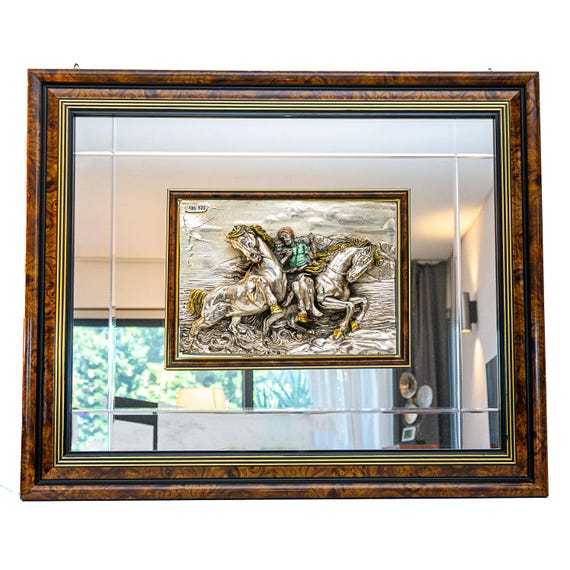 Cavalletto Western In Pelle Marrone Scuro – Rivestimento Argento E Oro – Showman – Taglia Horse - Foto 2