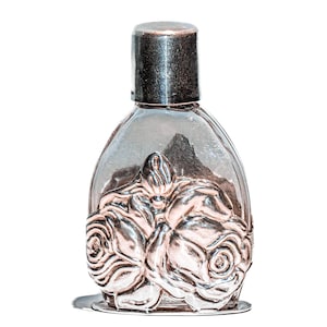 Bottiglia di profumo vintage portoghese in argento 835 a forma di rosa