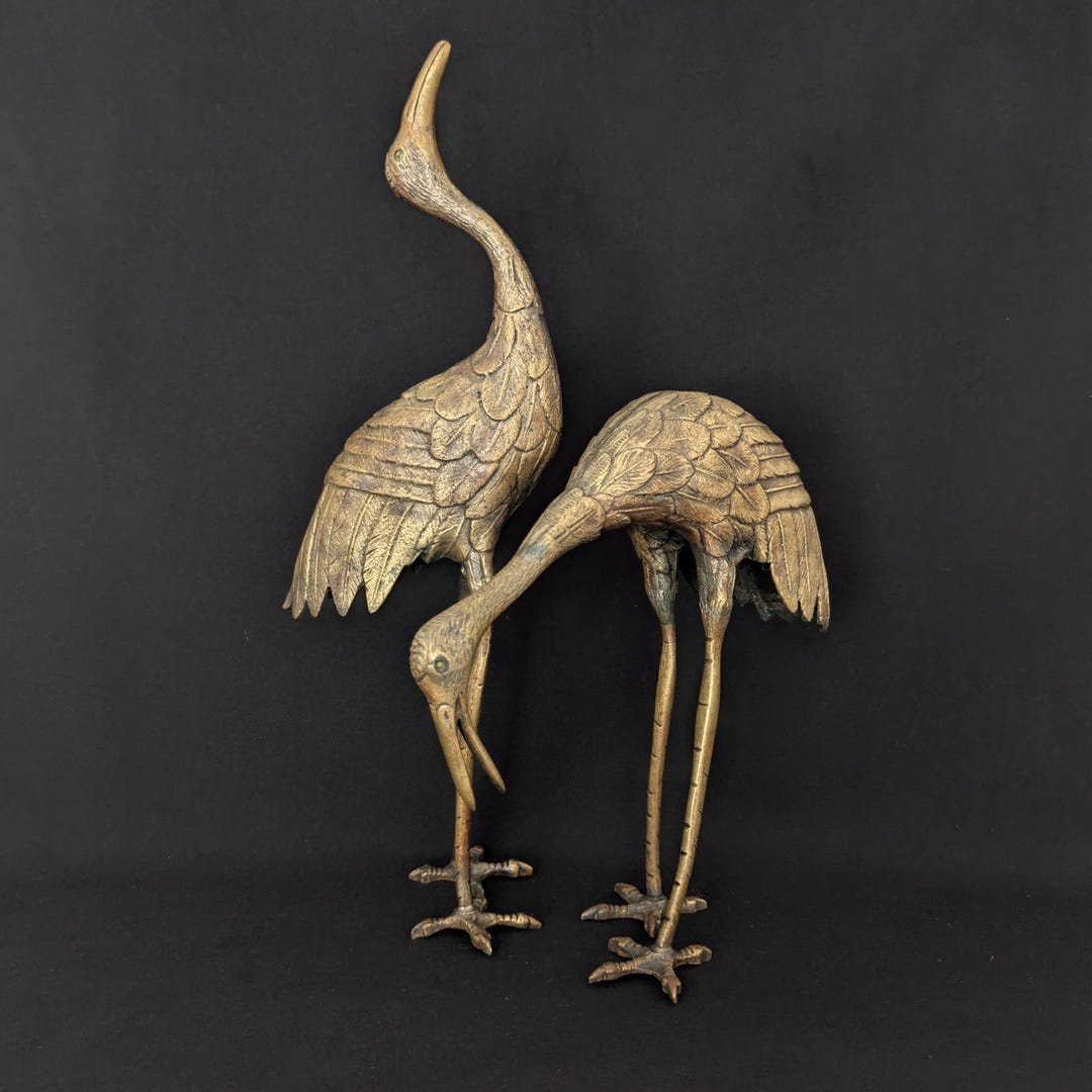 Large Vintage Hollywood Regency Brass Cranes - Pair - Etsy