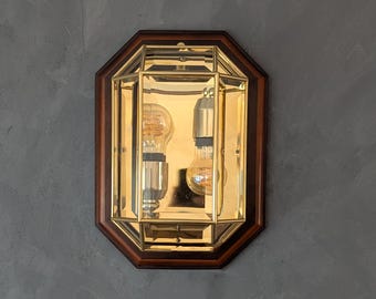 Wall Sconce – Beveled Lantern Light with Wood Backing