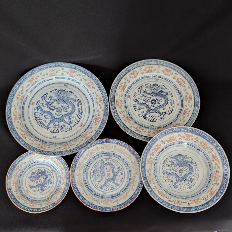 Chaines Set Chinese Soup Bowl and Plate Set - Etsy UK