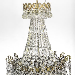 Vintage Chandelier - Crystal & Brass - Empire-Style