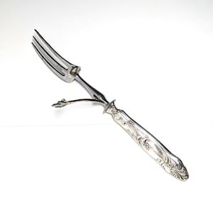 Antique French Art Nouveau Carving Fork – Silver Handle – Ornate Floral Design with Knife Guard