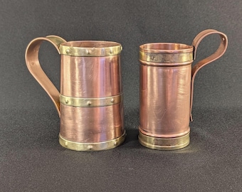 ヴィンテージ銅＆真鍮マグカップ＆メジャーカップセット | 素朴なバーウェア