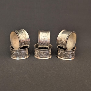 Vintage Mayell Silver Plate Napkin Rings - Set of 6 - Made in England