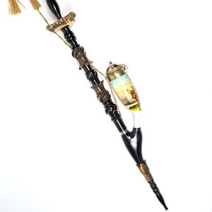 Antique German Hunter’s Pipe | 19th–20th Century | Porcelain, Horn & Silver-Plated | Hand-Painted Deer Scene