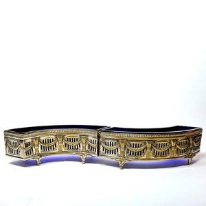 Vintage WMF Crescent Flower Dishes with Cobalt Blue Glass Liners – German Art Deco Elegance