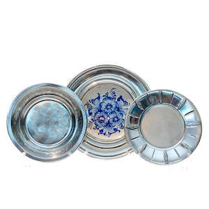 Vintage Portuguese Pewter Plates – 95% Tin – Set of 3