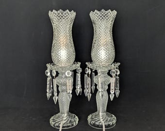 Par de lámparas de tocador de cristal vintage – Decoración estilo Hollywood Regency