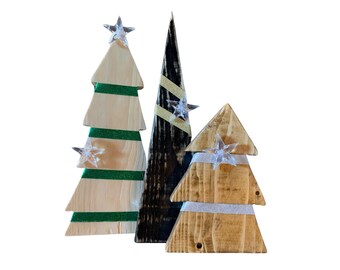 Christmas Trees Cutoffs Set of 3 Wooden Christmas Tree Decor