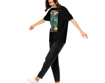 Camiseta unissex pesada – Arte: Pele, Dark Black Golden Aura 002