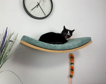 Modern Wall-Mounted Cat Shelf – Floating Wooden Shelf for Cats | Minimalist Cat Furniture | Wall Climbing Platform SH-W-A60