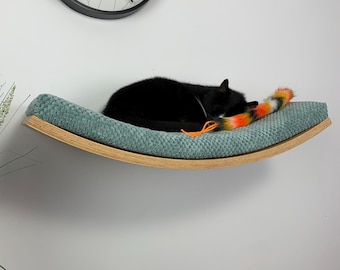 Modern Floating Cat Shelf – Wall-Mounted Lounger with Cushion