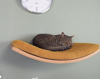 Modern Cat Wall Shelf – Floating Wood Perch with Soft, Removable Cushion for Ultimate Comfort SH-W-A60