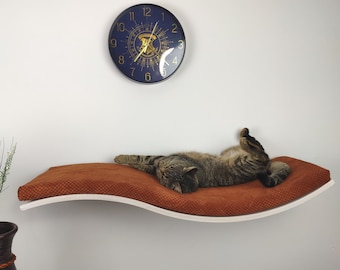 Rustieke houten kattenplank voor aan de muur | Moderne kattenbaars