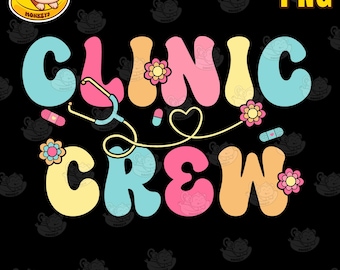 Clinic Crew For School Nurse Groovy Womens