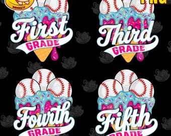 Boy Back to School PNG Bundle, Baseball Ice Cream (Digital Download)