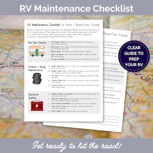 RV Maintenance Checklist Printable | Essential RV Care, Pre-Trip Prep & Safety Guide | Road Trip Planner | RV Prep