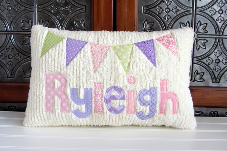 Girl Personalized Name Pillow Pink Brown And Green Pillow Etsy