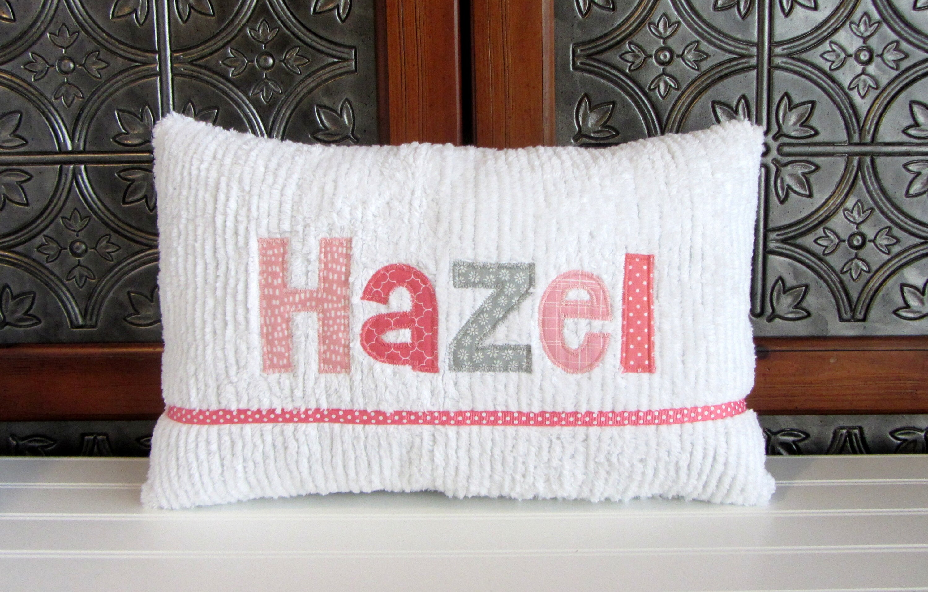 Personalized Baby Girl Pillow Girl Name Pillow Coral Aqua Etsy