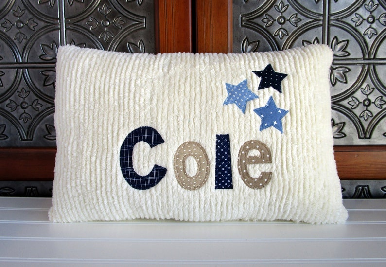 Boy Personalized Name Pillow Stars Baby Pillow Custom Name Etsy