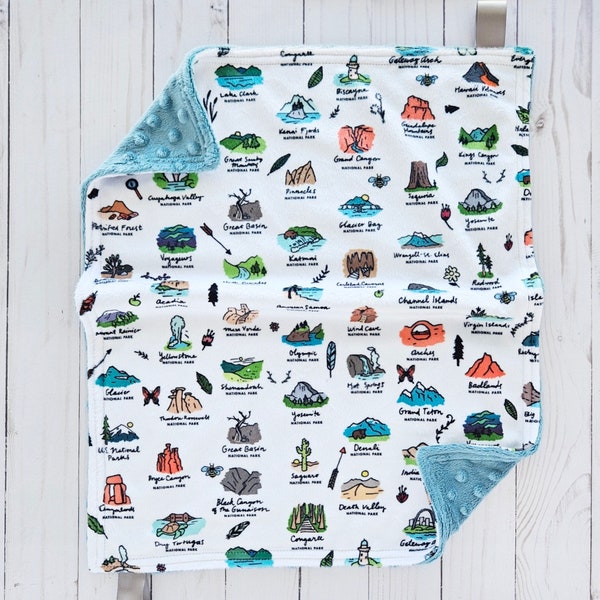 Lovey: National Parks + Marine Blue Cuddle. Minky Lovey. National Parks Lovey. Mountains Lovey. Baby Gift. Baby Boy Lovey. Quick Ship