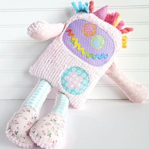 Handmade Chenille Monster Stuffie: Lucy Lou, Pink Plush Toy